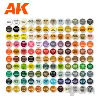 Описание картинки Набор красок AK Interactive 3G Acrylic Briefcase - The Best 120 Wargames Colors от Дауран по цене 33 000руб | Свободный Рынок Миниатюр - СРМ