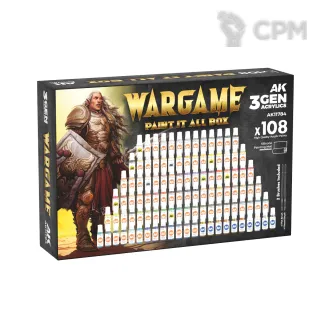 Описание картинки Набор красок и инструментов AK Interactive 3GEN – WARGAME PAINT IT ALL BOX x108 от Дауран по цене 31 000руб | Свободный Рынок Миниатюр - СРМ