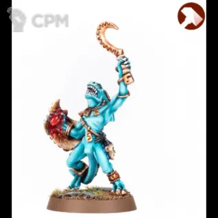 Описание картинки Skink Chief with Scythe and Shield от NEW-MINIATURES по цене 522руб | Свободный Рынок Миниатюр - СРМ