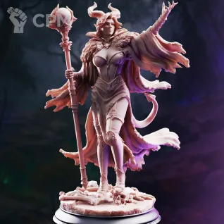 Описание картинки Tiefling Dark Sorceress - Mallory от PocketSized Prints по цене 300руб | Свободный Рынок Миниатюр - СРМ