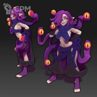 Описание картинки Aiya the Baeholder ( Female Shapeshifter Sorcerer / Beholder Visage / Monk Aberration ) от PocketSized Prints по цене 250руб | Свободный Рынок Миниатюр - СРМ