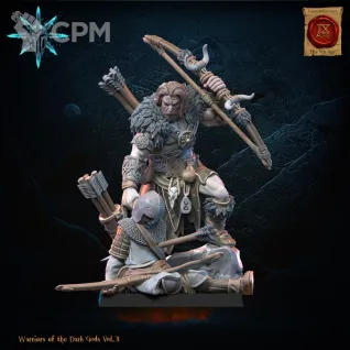 Описание картинки Barbarian Chief with Bow от PocketSized Prints по цене 300руб | Свободный Рынок Миниатюр - СРМ