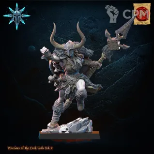 Описание картинки Barbarian Chief with spear/axe от PocketSized Prints по цене 300руб | Свободный Рынок Миниатюр - СРМ
