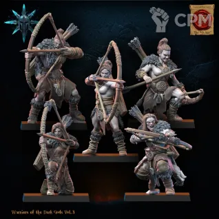 Описание картинки Barbarian regiment with bows x10 от PocketSized Prints по цене 1 700руб | Свободный Рынок Миниатюр - СРМ