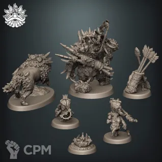 Описание картинки Набор миниатюр Грокх Охотник и его свора от Brother Ork по цене 2 000руб | Свободный Рынок Миниатюр - СРМ