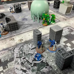 Описание картинки Игровое поле Ruined streets (6/10mm) bd0026 60"х44" от WargamePrint по цене 2 450руб | Свободный Рынок Миниатюр - СРМ