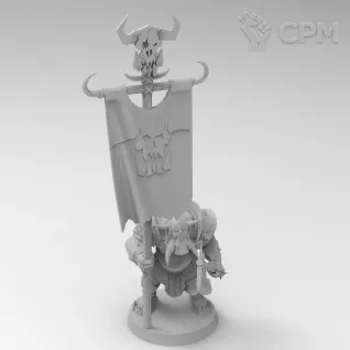 Описание картинки Black Orks - Banner Carrier от Zakat-3D по цене 200руб | Свободный Рынок Миниатюр - СРМ