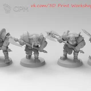 Описание картинки Black Orks with Great-Axes от 3Д печать миниатюр по цене 327руб | Свободный Рынок Миниатюр - СРМ