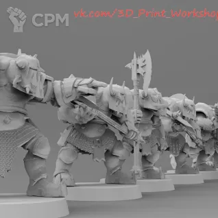 Описание картинки Black Orks with Great-Axes от 3Д печать миниатюр по цене 327руб | Свободный Рынок Миниатюр - СРМ