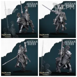 Описание картинки Aegean Elves Mounted Lances от 3DPrintClub по цене 280руб | Свободный Рынок Миниатюр - СРМ