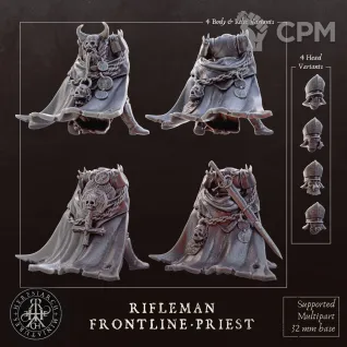 Описание картинки Rifleman Frontline Heretic Priest от Manufactorum76 по цене 200руб | Свободный Рынок Миниатюр - СРМ