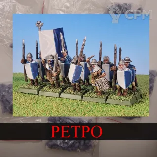 Описание картинки Bretonnia Men at Arms with Spears от White Rhino по цене 499руб | Свободный Рынок Миниатюр - СРМ