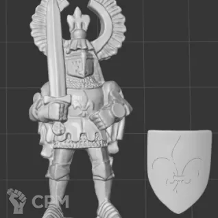 Описание картинки Bretonnian Questing Knight Hero on Foot от White Rhino по цене 299руб | Свободный Рынок Миниатюр - СРМ
