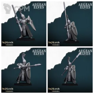 Описание картинки Aegean Elves Spearmen от 3DPrintClub по цене 95руб | Свободный Рынок Миниатюр - СРМ