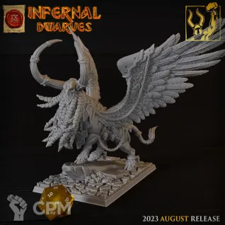 Описание картинки Chaos Dwarfs Lamasu 2 от Barduck Miniatures по цене 2 329руб | Свободный Рынок Миниатюр - СРМ