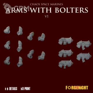Описание картинки Chaos Space Marines Arms with bolters от ForgeNight по цене 260руб | Свободный Рынок Миниатюр - СРМ