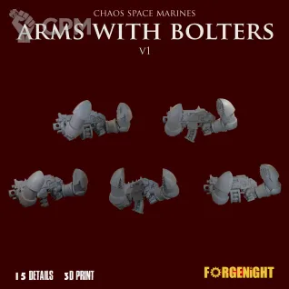 Описание картинки Chaos Space Marines Arms with bolters от ForgeNight по цене 260руб | Свободный Рынок Миниатюр - СРМ