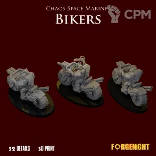 Описание картинки Chaos Space Marines Bikers от ForgeNight по цене 1 200руб | Свободный Рынок Миниатюр - СРМ