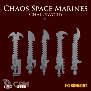 Описание картинки Chaos Space Marines Chainswords V1 от ForgeNight по цене 200руб | Свободный Рынок Миниатюр - СРМ