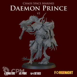 Описание картинки Chaos Space Marines Daemon Prince V1 от ForgeNight по цене 1 600руб | Свободный Рынок Миниатюр - СРМ