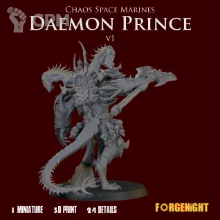 Описание картинки Chaos Space Marines Daemon Prince V1 от ForgeNight по цене 1 600руб | Свободный Рынок Миниатюр - СРМ