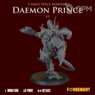Описание картинки Chaos Space Marines Daemon Prince V1 от ForgeNight по цене 1 600руб | Свободный Рынок Миниатюр - СРМ