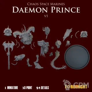 Описание картинки Chaos Space Marines Daemon Prince V1 от ForgeNight по цене 1 600руб | Свободный Рынок Миниатюр - СРМ