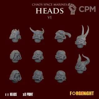 Описание картинки Chaos Space Marines Heads V1 от ForgeNight по цене 475руб | Свободный Рынок Миниатюр - СРМ