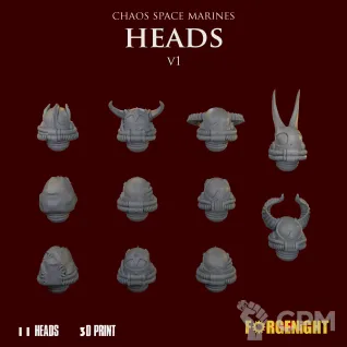 Описание картинки Chaos Space Marines Heads V1 от ForgeNight по цене 475руб | Свободный Рынок Миниатюр - СРМ