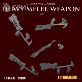 Описание картинки Chaos Space Marines Heavy melee weapon set V2 от ForgeNight по цене 375руб | Свободный Рынок Миниатюр - СРМ
