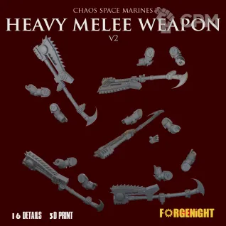 Описание картинки Chaos Space Marines Heavy melee weapon set V2 от ForgeNight по цене 375руб | Свободный Рынок Миниатюр - СРМ