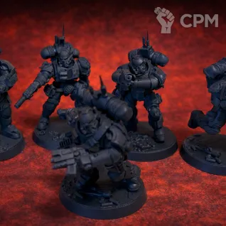 Описание картинки Миниатюры Warhammer 40K Space Wolves, набор 5 шт + подставки, собранные и грунтованные от 3DSprint по цене 888руб | Свободный Рынок Миниатюр - СРМ