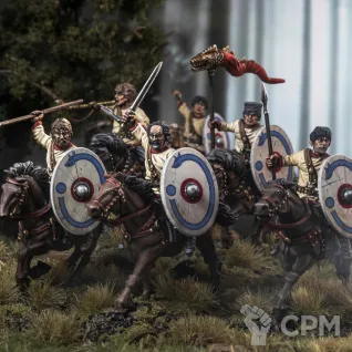 Описание картинки VXDA013  Late Roman Unarmoured Cavalry от Base 28 по цене 3 750руб | Свободный Рынок Миниатюр - СРМ