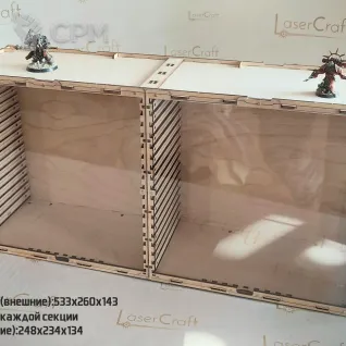 Описание картинки SHs-M2_T260 Шкаф для миниатюр (с экранами) от StudioOtolega по цене 3 550руб | Свободный Рынок Миниатюр - СРМ