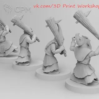 Описание картинки Night Goblins - Clubbers with Giant Clubs от 3Д печать миниатюр по цене 174руб | Свободный Рынок Миниатюр - СРМ