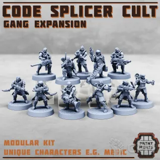 Описание картинки Code Splicer Cult Gang Expansion от PocketSized Prints по цене 1 500руб | Свободный Рынок Миниатюр - СРМ