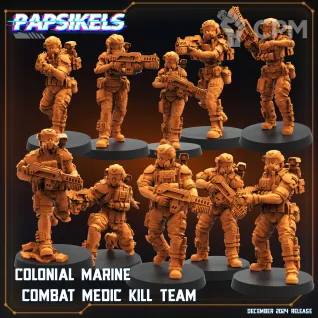 Описание картинки Colonial marines Medic squad от PocketSized Prints по цене 1 300руб | Свободный Рынок Миниатюр - СРМ