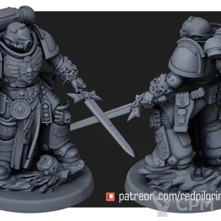 Описание картинки Black Templars Captain от Печатный подвальчик по цене 315руб | Свободный Рынок Миниатюр - СРМ