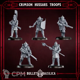 Описание картинки Crimson Hussars troops Monopose от PocketSized Prints по цене 1 500руб | Свободный Рынок Миниатюр - СРМ