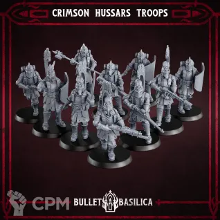 Описание картинки Crimson Hussars troops Monopose от PocketSized Prints по цене 1 500руб | Свободный Рынок Миниатюр - СРМ