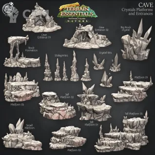 Описание картинки Cave Set Crystals, Platforms and Entrances от Studio Cockatoo по цене 27 000руб | Свободный Рынок Миниатюр - СРМ