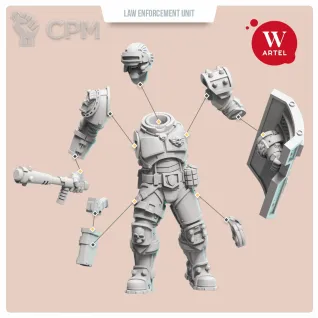 Описание картинки L.E.U. - Riot Control Squad (male enforcers) от Артель W по цене 2 900руб | Свободный Рынок Миниатюр - СРМ