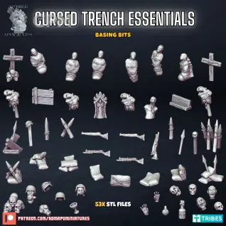 Описание картинки Cursed Trench Essentials - Grimdark WW1 Basing Bits от PocketSized Prints по цене 700руб | Свободный Рынок Миниатюр - СРМ