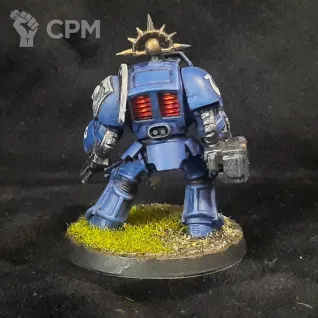 Описание картинки Space Marine Terminator с пулеметом оригинал от Superguns по цене 600руб | Свободный Рынок Миниатюр - СРМ
