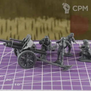 Описание картинки Немецкое орудие 10,5 cm leFH 18 (версия DAK) с расчетом / масштаб 1:56 / 28mm от DModels по цене 470руб | Свободный Рынок Миниатюр - СРМ
