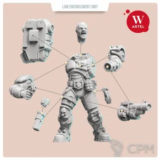 Описание картинки L.E.U. - Riot Control Squad (male enforcers) от Артель W по цене 2 900руб | Свободный Рынок Миниатюр - СРМ