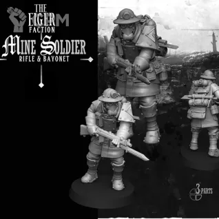 Описание картинки Mine Soldiers x3 от PocketSized Prints по цене 500руб | Свободный Рынок Миниатюр - СРМ