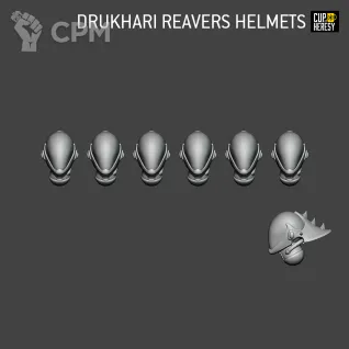 Описание картинки Drukhari Reavers Helmets v2 от Cup of Heresy по цене 60руб | Свободный Рынок Миниатюр - СРМ