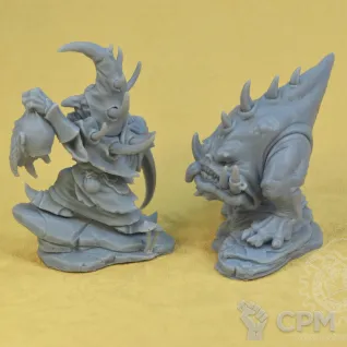 Описание картинки Skarsnik, Warlord of the Eight Peaks and Gobbla от Mechanikus Forge по цене 3 800руб | Свободный Рынок Миниатюр - СРМ