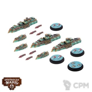 Описание картинки Dystopian Wars: Empire Starter Set (предзаказ) от Mini Wargame по цене 6 950руб | Свободный Рынок Миниатюр - СРМ